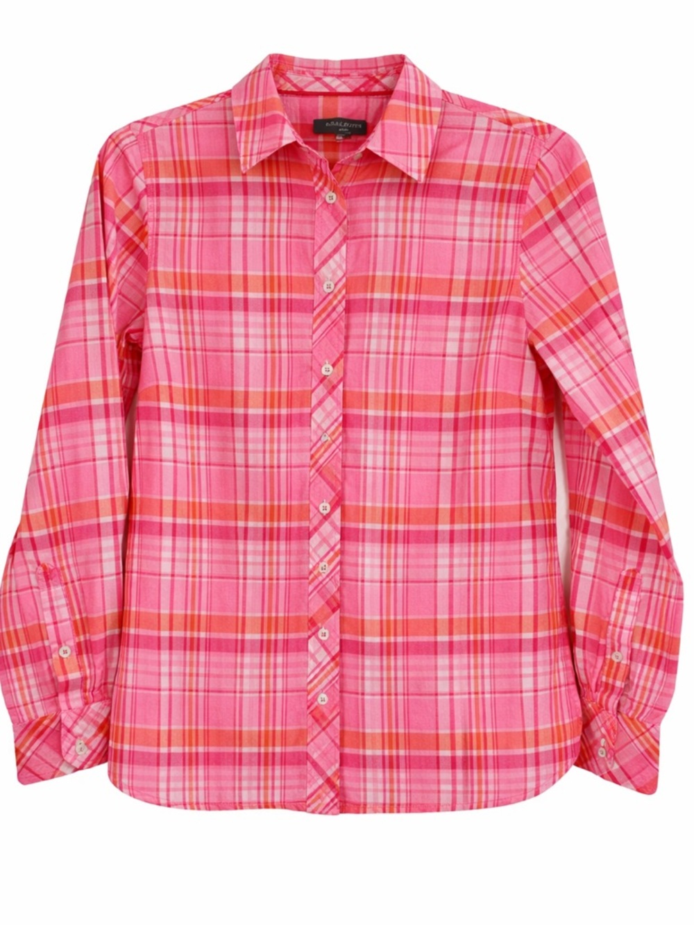 Talbots long sleeve button-down shirt blouse pink plaid size P